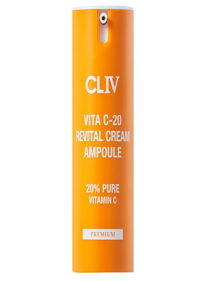 CLIV Vita C-20 Revital Cream Ampoule – Korean Skincare Moisturizer with 20% Pure Vitamin C, Vitamin E & Hyaluronic Acid – Nourishing Facial Serum – 0.5 fl oz (15ml) - Image 1